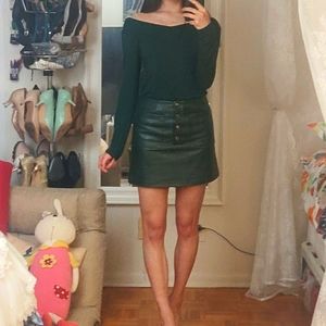 Fake Leather Evergreen Miniskirt